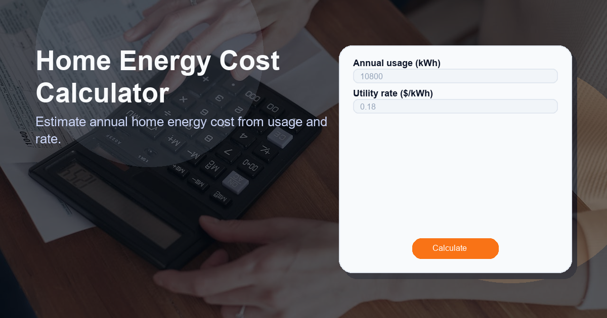 Estimate annual home energy cost from usage and rate.