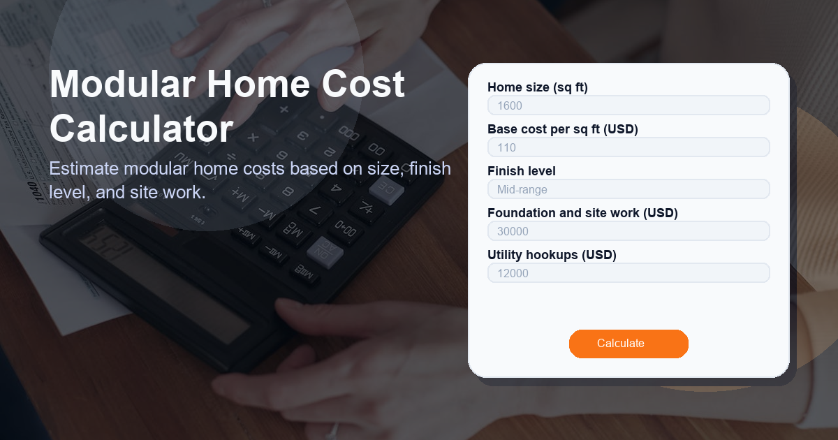 Estimate modular home costs based on size, finish level, and site work.