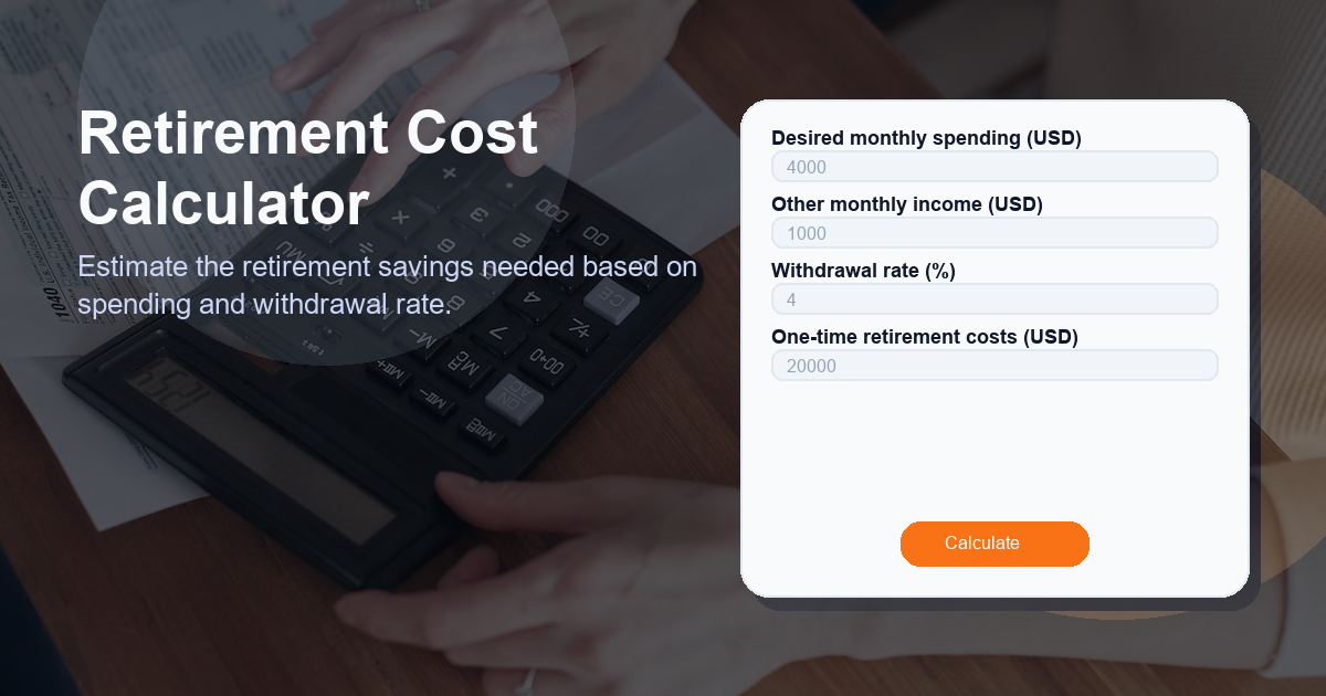 Estimate the retirement savings needed based on spending and withdrawal rate.